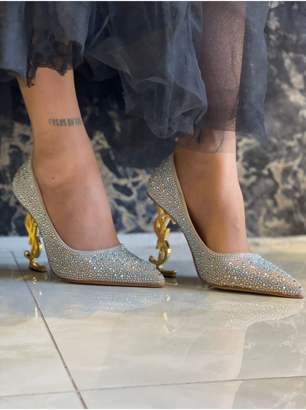 YSL Saint Laurent Mules Heel – Premium Quality | Silver