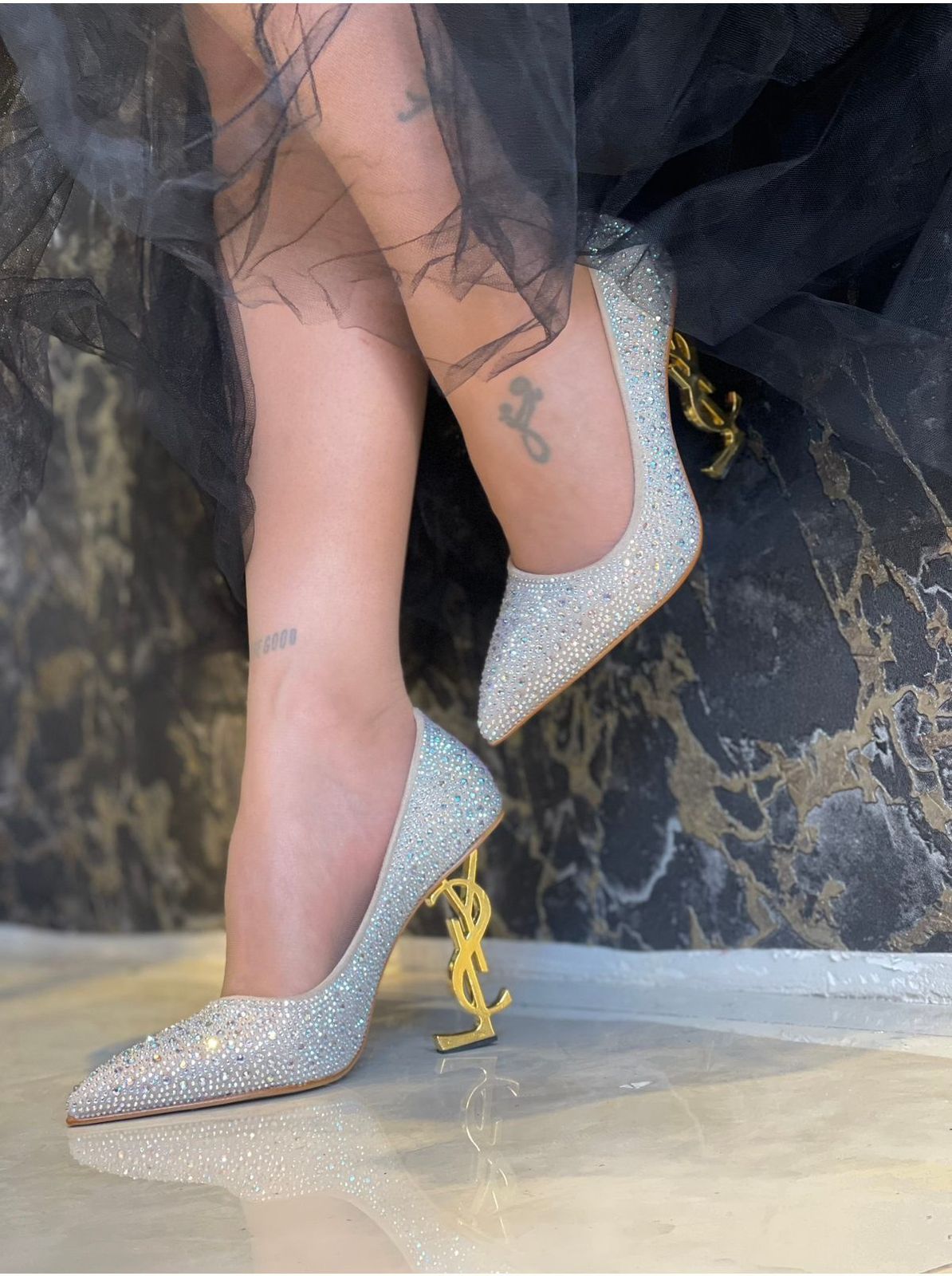 YSL Saint Laurent Mules Heel – Premium Quality | Silver