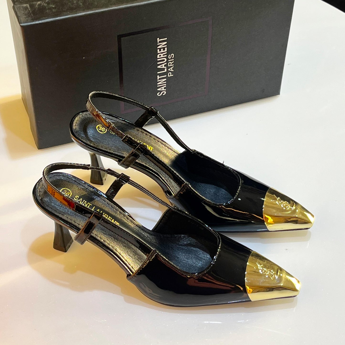 YSL Jeanne Slingback Pumps in Smooth Leather – Premium Quality (Black)