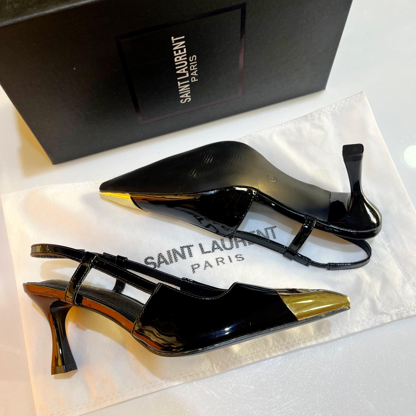 YSL Jeanne Slingback Pumps in Smooth Leather – Premium Quality (Black)