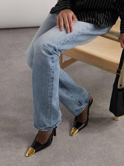 YSL Jeanne Slingback Pumps in Smooth Leather – Premium Quality (Black)