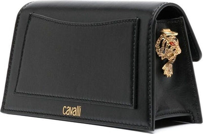 ROBERTO CAVALLI – SIGNATURE LEATHER HANDBAG (Black & Golden)