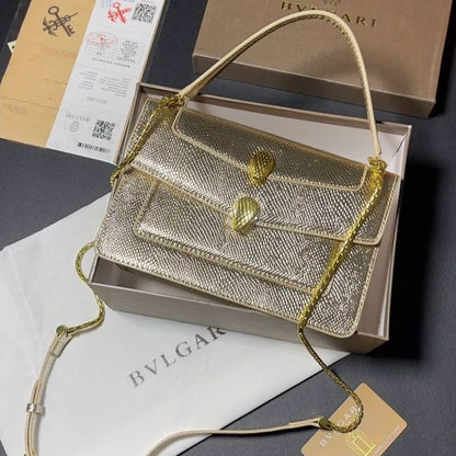BVLGARI Serpenti Forever Charm Women Bag – Molten Karung Leather (Golden)