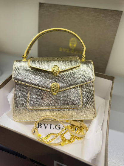 BVLGARI Serpenti Forever Charm Women Bag – Molten Karung Leather (Golden)