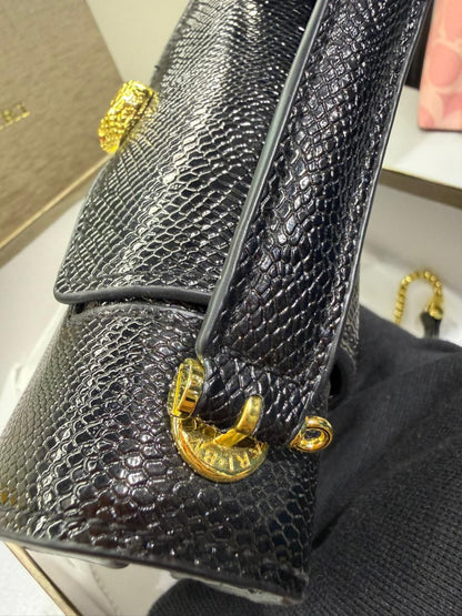 BVLGARI Serpenti Forever Charm Women Bag – Molten Karung Leather (Black)