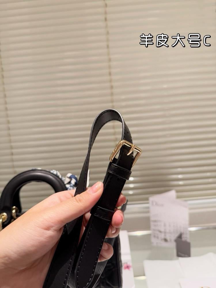 DIOR Medium Lady D-Joy Bag Black Cannage Lambskin – Luxury Women Bag (Black)