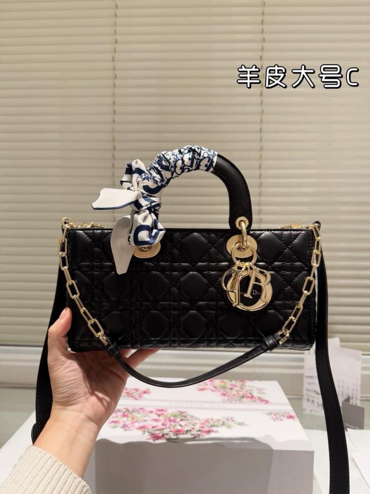 DIOR Medium Lady D-Joy Bag Black Cannage Lambskin – Luxury Women Bag (Black)