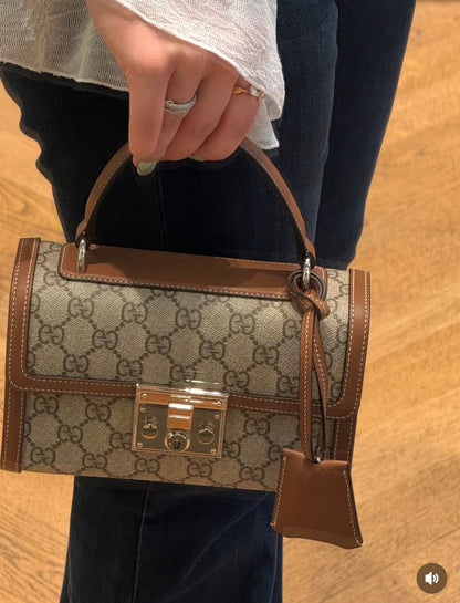 GUCCI Padlock Small Top Handle Women Bag – GG Monogram (Beige Brown)