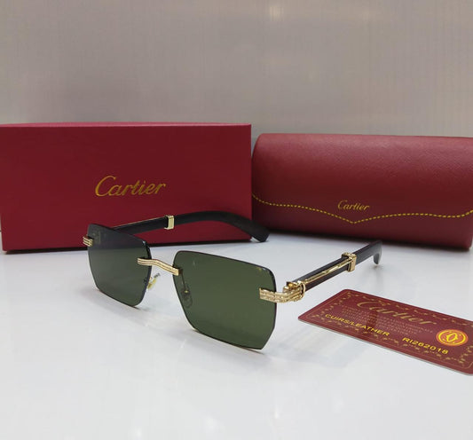 CARTIER Branded Sunglasses – Luxury Unisex with Brand Box Case (Green/Gold)