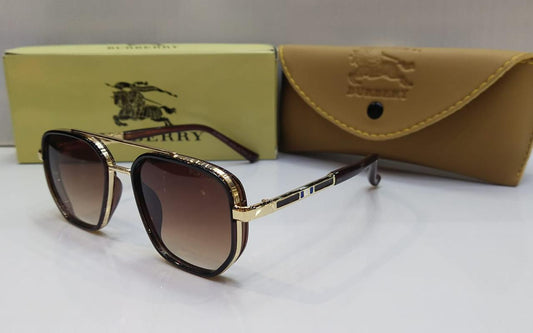 BURBERRY Branded Sunglasses – Luxury Unisex with Brand Box Case (Brown/Gold)
