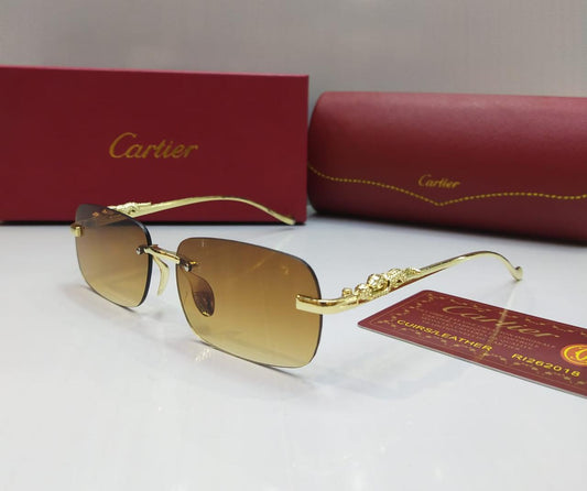 CARTIER Branded Sunglasses – Luxury Unisex with Brand Box Case (Gold)