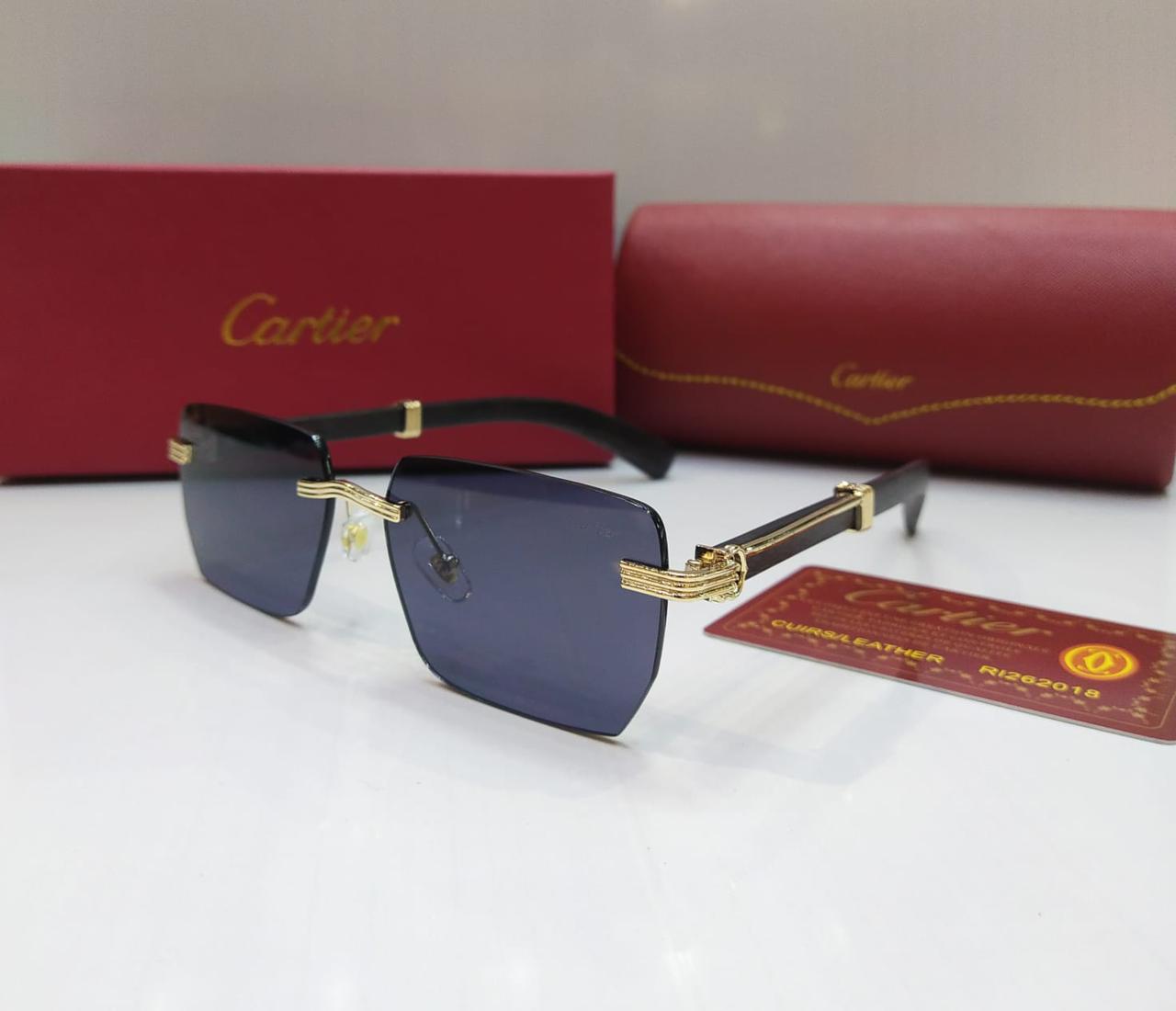 CARTIER Branded Sunglasses – Luxury Unisex with Brand Box Case (Blue-3)