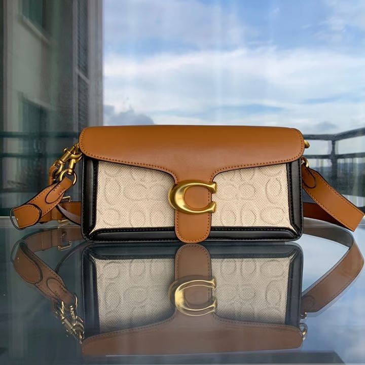 C-O-A-C-H Tabby Shoulder 26 Women Bag – Blocked Signature Canvas (Black Beige Brown)