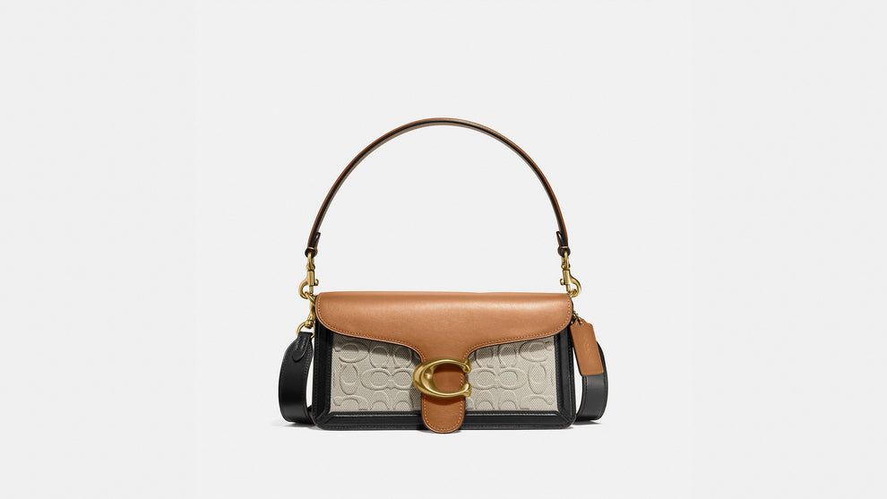 C-O-A-C-H Tabby Shoulder 26 Women Bag – Blocked Signature Canvas (Black Beige Brown)