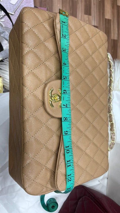 C-H-A-N-E-L JUMBO CLASSIC DOUBLE FLAP – Women Bag (Beige)