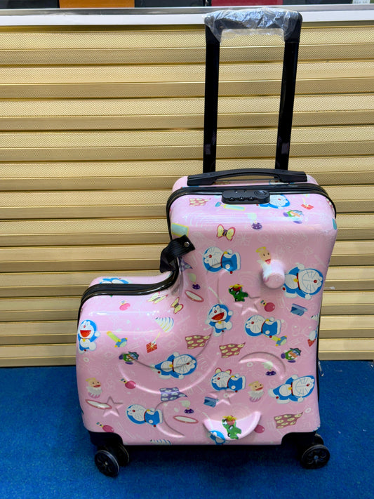 RIDE-ON Kids Travel Suitcase – Duck Train Trolley Bag (20 Inches) (Pink)