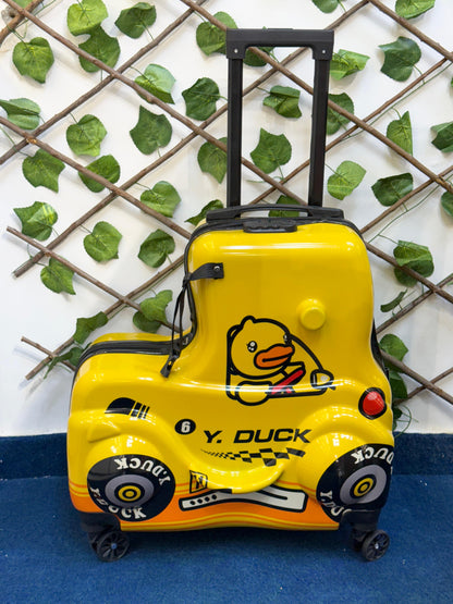 RIDE-ON Kids Travel Suitcase – Duck Train Trolley Bag (20 Inches) (Yellow-1)
