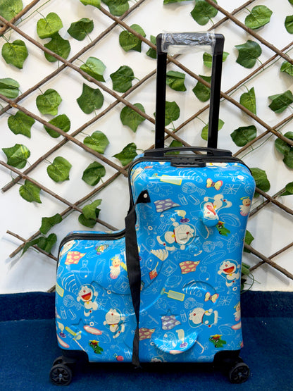 RIDE-ON Kids Travel Suitcase – Duck Train Trolley Bag (20 Inches) (Blue)