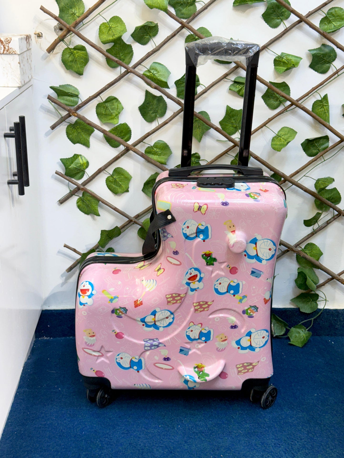 RIDE-ON Kids Travel Suitcase – Duck Train Trolley Bag (20 Inches) (Pink)