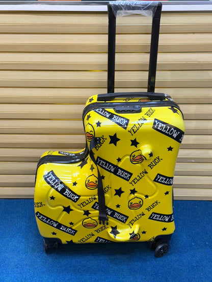 RIDE-ON Kids Travel Suitcase – Duck Train Trolley Bag (20 Inches) (Yellow-2)