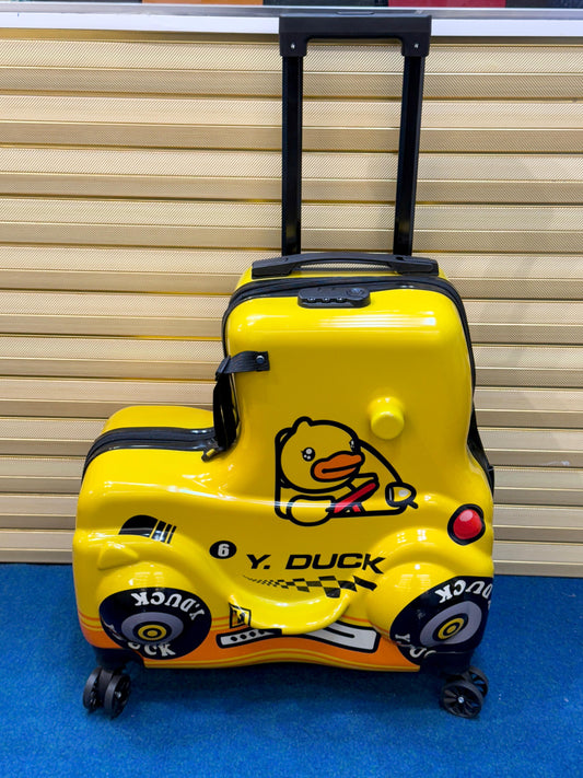RIDE-ON Kids Travel Suitcase – Duck Train Trolley Bag (20 Inches) (Yellow-1)
