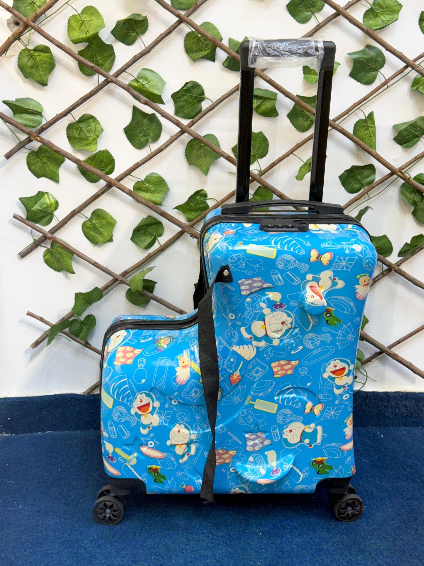 RIDE-ON Kids Travel Suitcase – Duck Train Trolley Bag (20 Inches) (Blue)