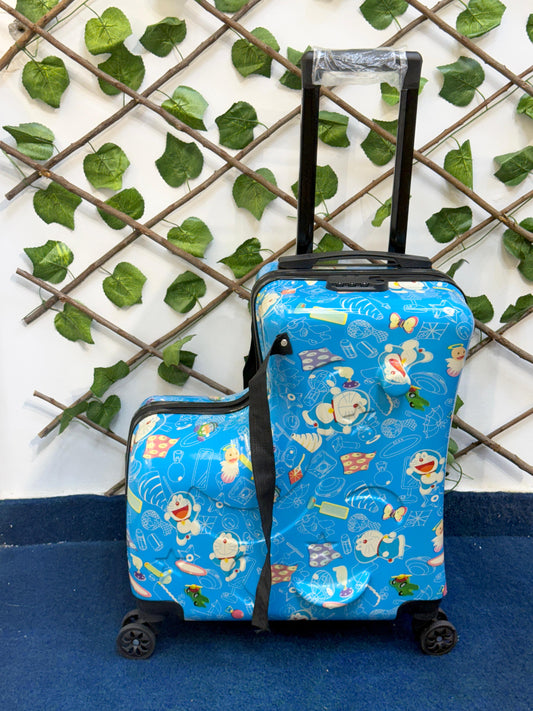 RIDE-ON Kids Travel Suitcase – Duck Train Trolley Bag (20 Inches) (Blue)