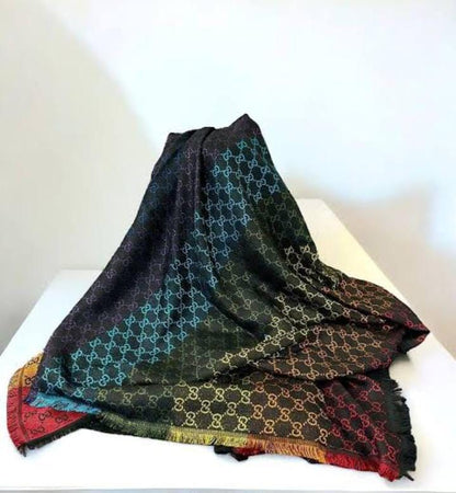 Gucci Scarf – Luxury Square Silk Blend Scarf with Brand Box (140 × 140 cm)