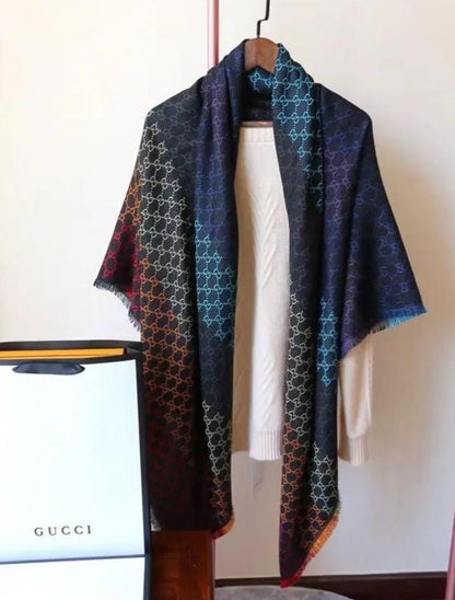 Gucci Scarf – Luxury Square Silk Blend Scarf with Brand Box (140 × 140 cm)