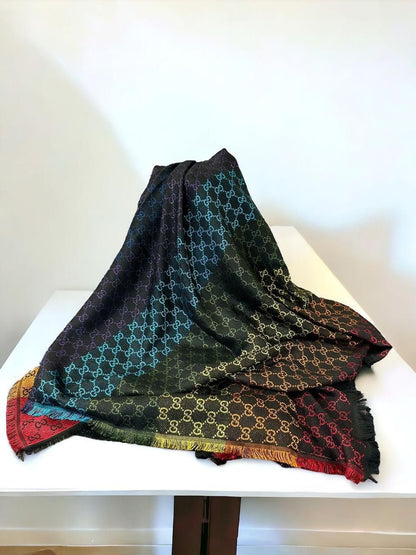 Gucci Scarf – Luxury Square Silk Blend Scarf with Brand Box (140 × 140 cm)