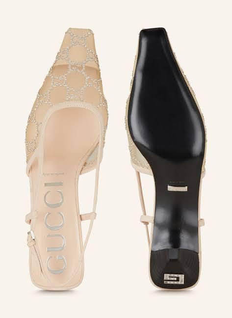 GUCCI WOMEN’S SLINGBACK PUMPS – Women Heels (Beige)