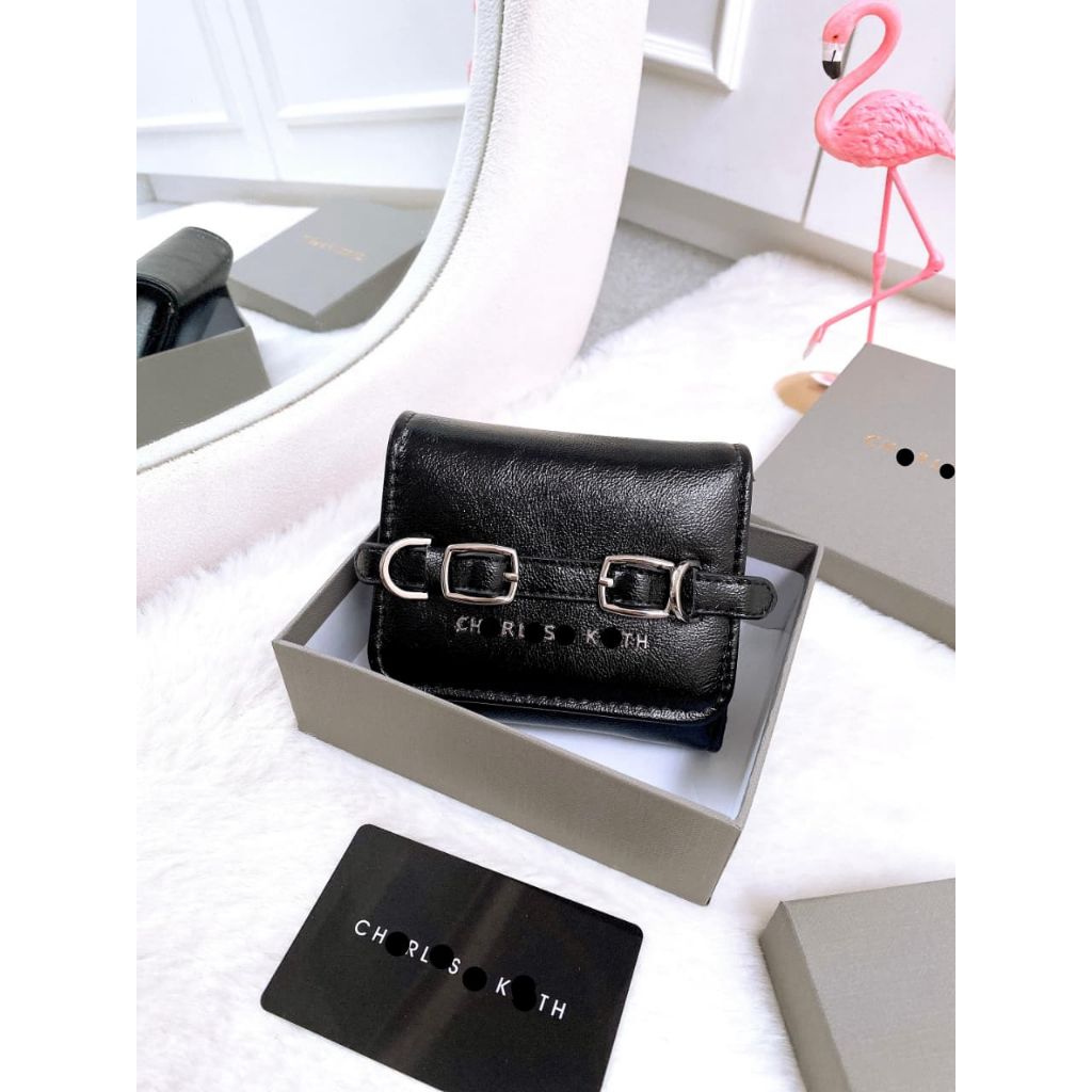 CHARLES & KEITH SLOANE METALLIC CHAIN-HANDLE WALLET – Women Bag (Black)