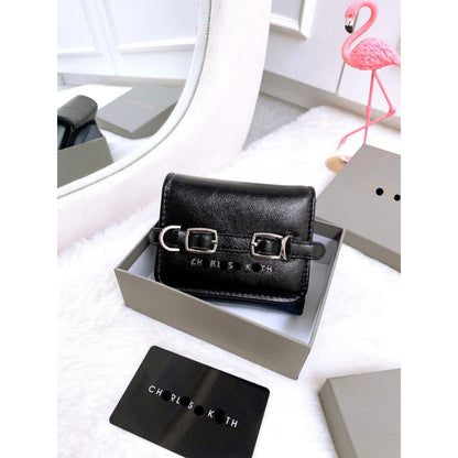 CHARLES & KEITH SLOANE METALLIC CHAIN-HANDLE WALLET – Women Bag (Black)