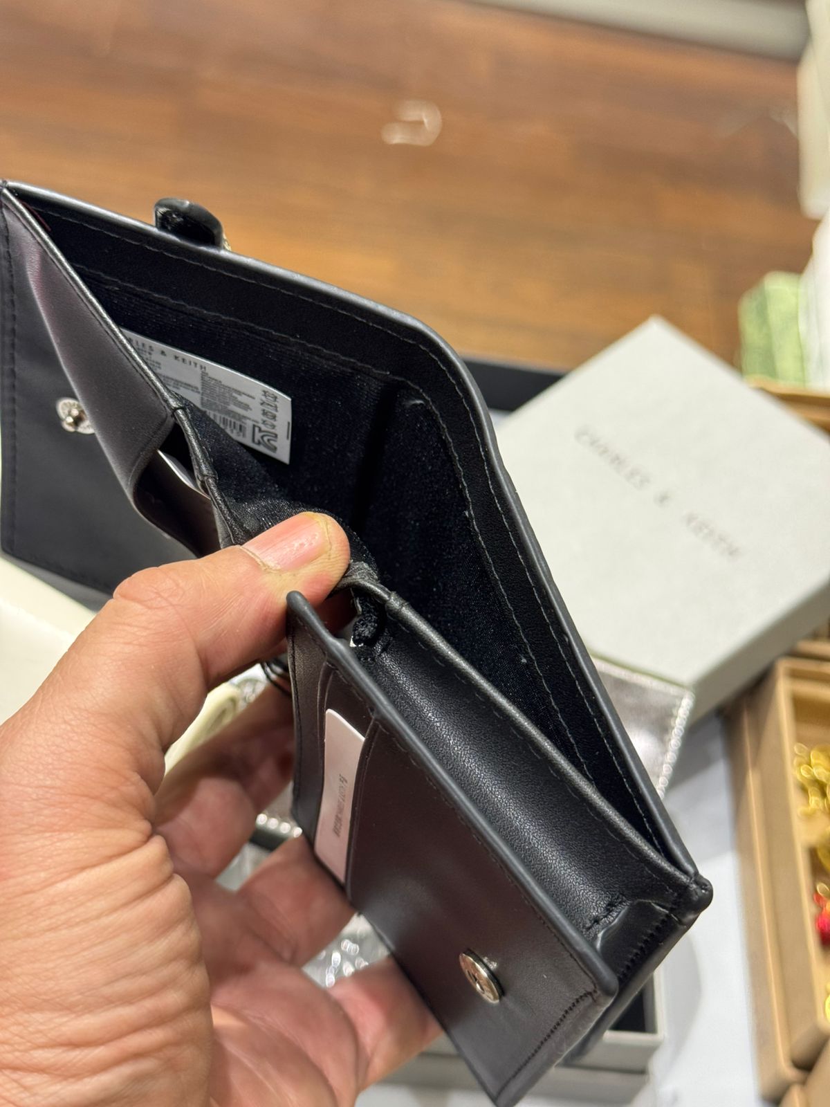 CHARLES & KEITH SLOANE METALLIC CHAIN-HANDLE WALLET – Women Bag (Black)