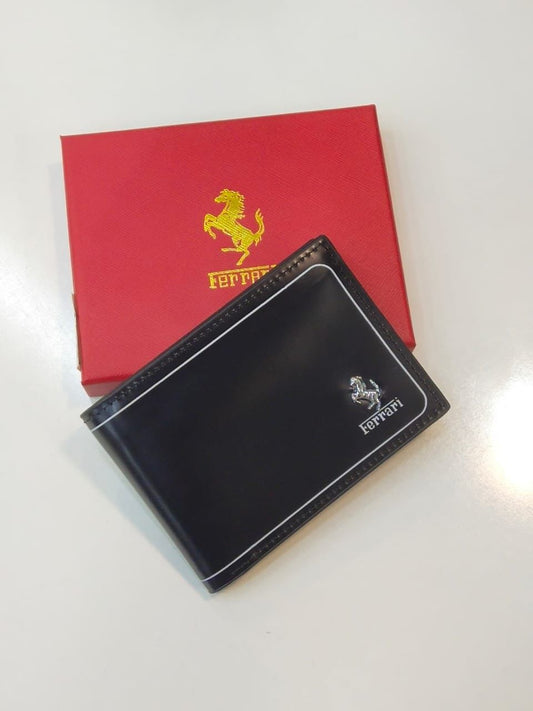 Ferrari Branded Leather Wallet – Unisex | Master Quality (Black)