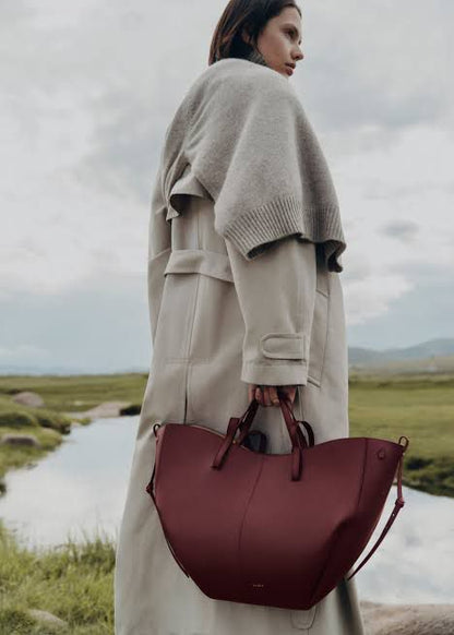 P-O-L-È-N-E CYME EDITION TEXTURED TAUPE – Women Bag (Maroon)