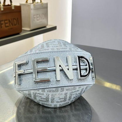 FENDI NANO FENDIGRAPHY CRYSTAL CHARM – Women Bag (Silver Grey)