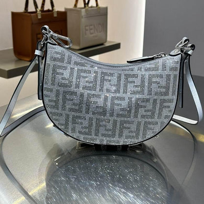 FENDI NANO FENDIGRAPHY CRYSTAL CHARM – Women Bag (Silver Grey)