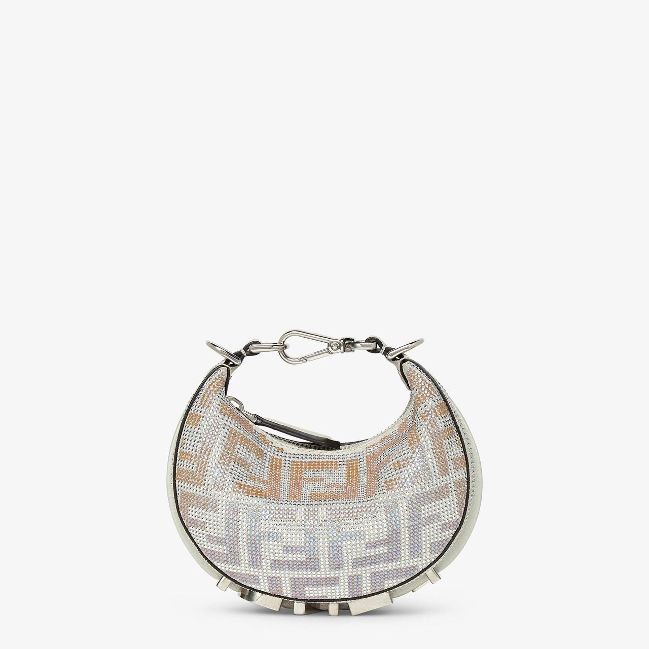 FENDI NANO FENDIGRAPHY CRYSTAL CHARM – Women Bag (Silver Grey)