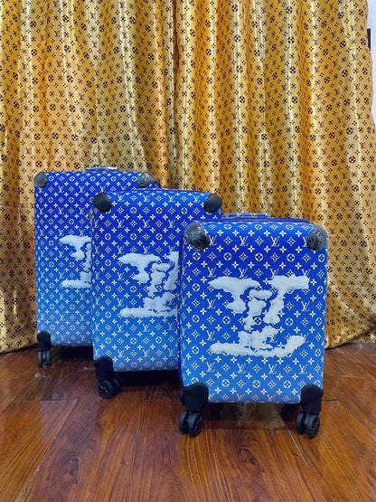 LV Louis Vuitton Branded Travelling Bags Set (Blue)