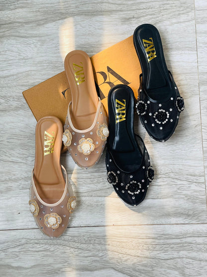 ZARA EMBROIDERED HALF PUMPS – NEW ARRIVAL (Brown)