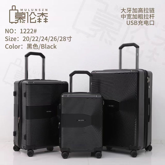 M-U-L-U-N-S-E-N Luggage Set Model 1222# – 3-Piece Premium Travel Suitcase Set (Black)