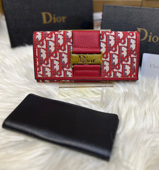 D-I-O-R FOLDER WALLET WITH CARD HOLDER – PREMIUM QUALITY (Red)