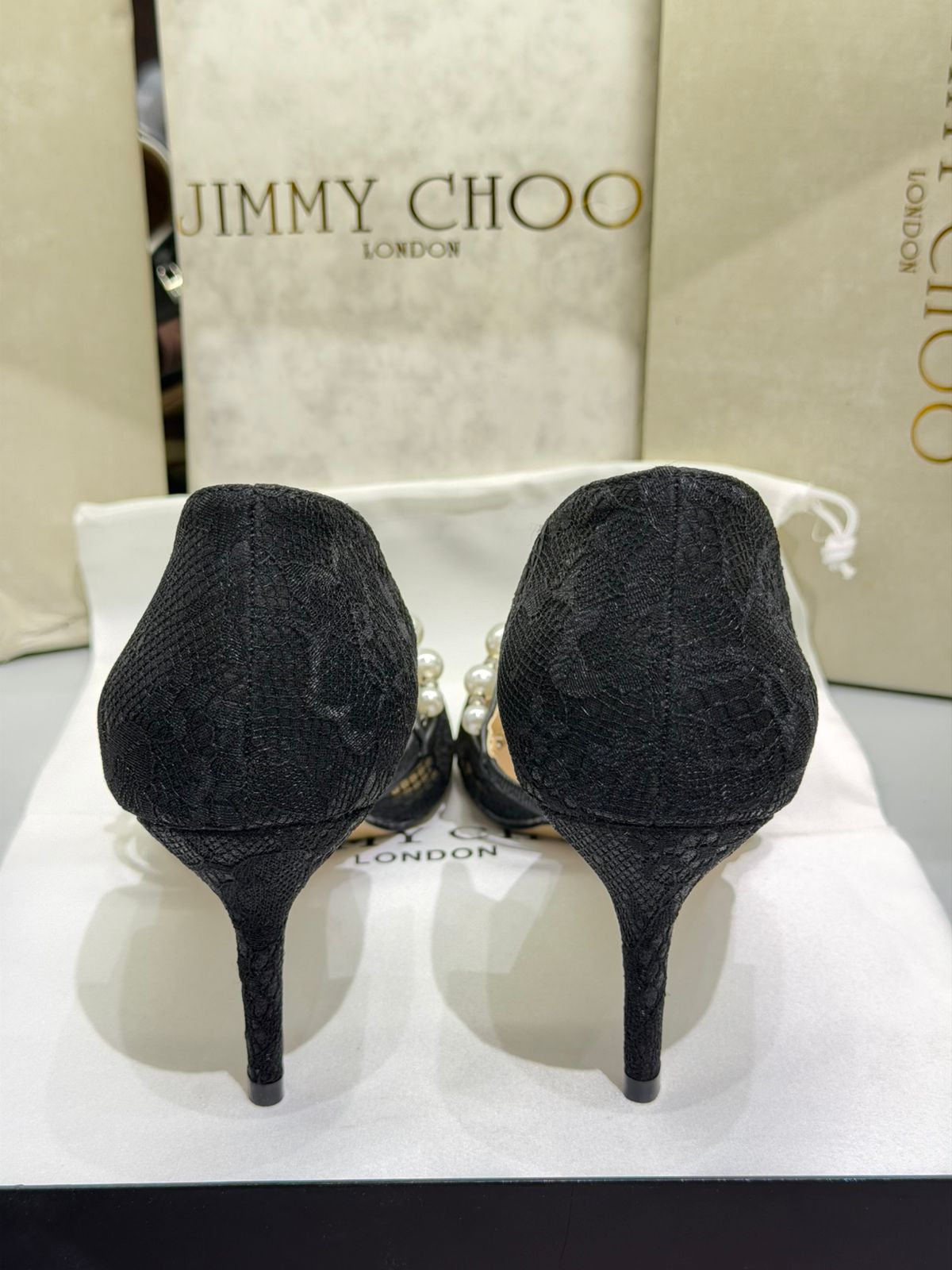 J-I-M-M-Y C-H-O-O AURELIE 85 PEARL-EMBELLISHED HEEL PUMPS – WOMEN SHOES (Black Design A)