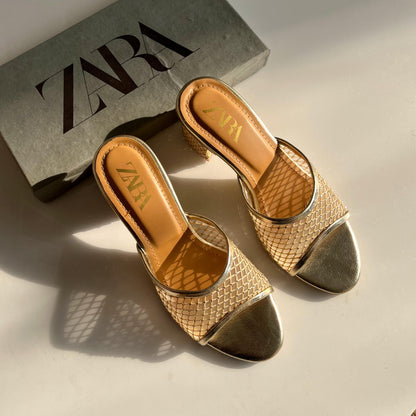 Z-A-R-A Premium Heels for Women – Stylish Footwear | Brand Box (Golden Brown)