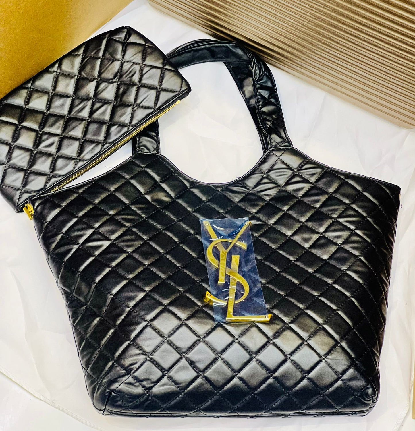 Y-S-L Saint Laurent ICare Quilted Lambskin Women Bag – Black With Dust Bag