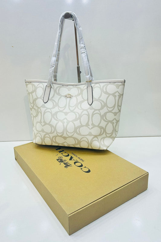 C-O-A-C-H Tote Women Bag – Premium Master Quality (Beige with Grey)