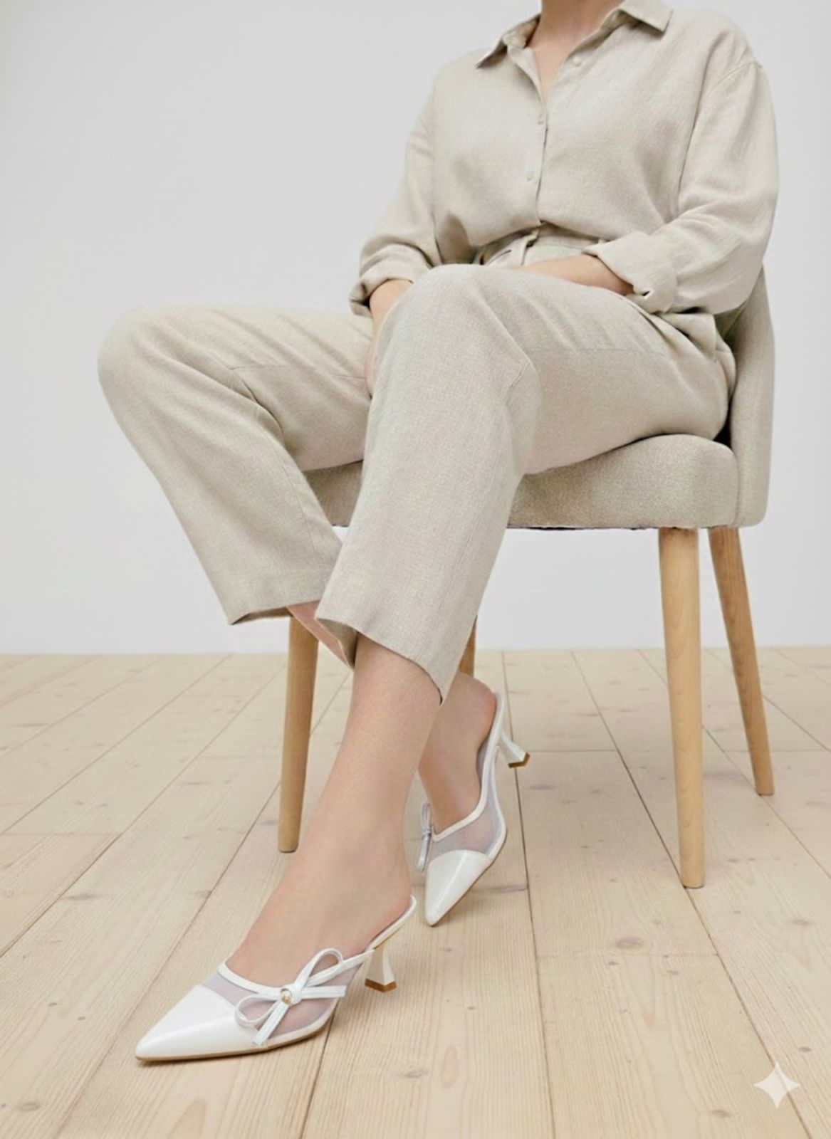 Z-A-R-A Net Tie Pointy Heel – Re-Stock | Premium Quality | With Brand Box (White)