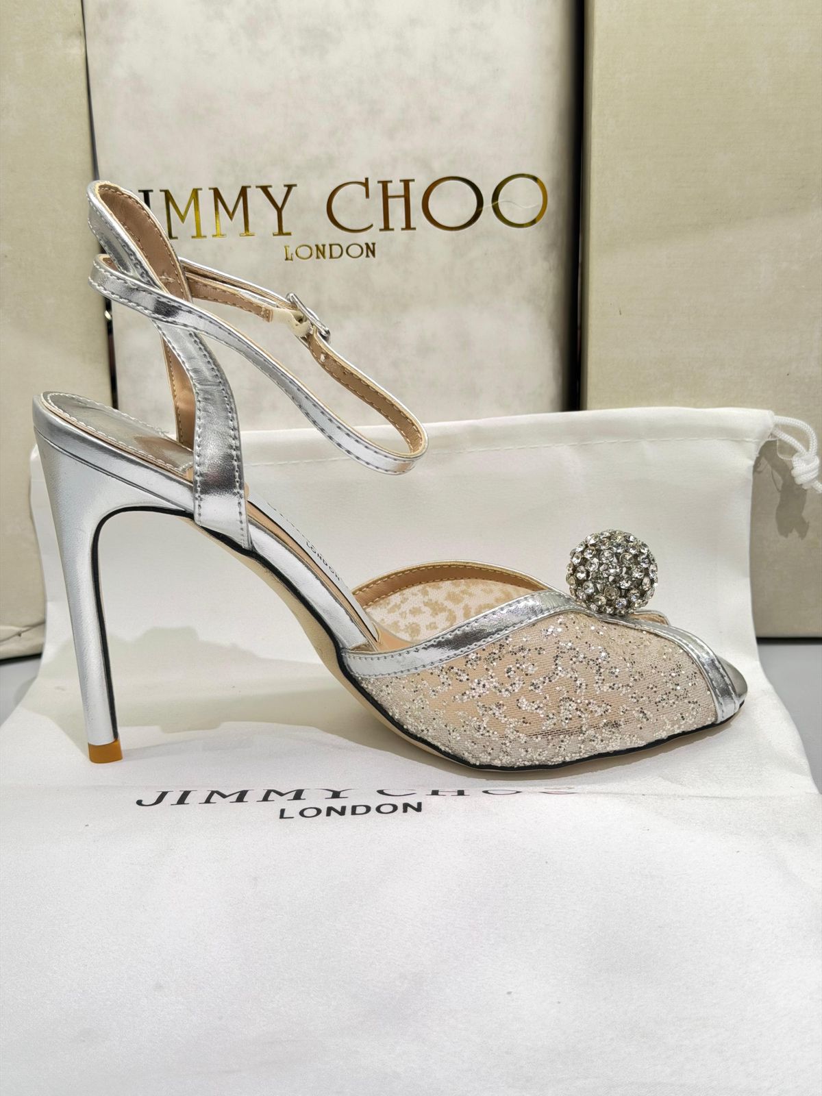 J-I-M-M-Y C-H-O-O Sacora Pearl-Embellished Heel Pumps (Silver Beige)