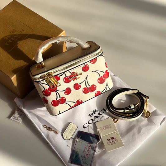 C-O-A-C-H Cosmetic Case in Signature Canvas – Premium Travel & Makeup Organizer (White)